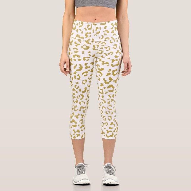 Leggings Capri Leopard d'or, Parties scintillant d'or, Empreinte  (Recto)