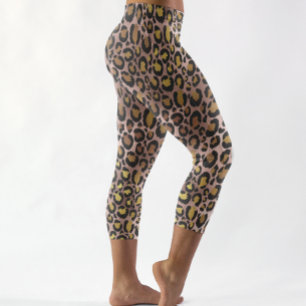 Leggings Capri Léopard Fur Poster de animal Fun Rose Gold Metalli