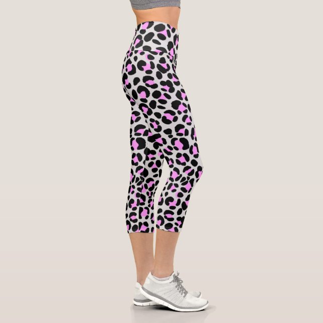 Leggings Capri Léopard gris violet noir (Droite)