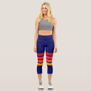 Leggings Capri Les années 70 coloré 80s Retro Stripes