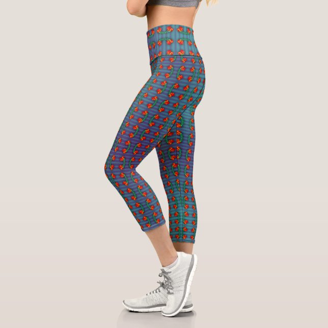 Leggings Capri Les fleurs rouges ont le blues (Gauche)
