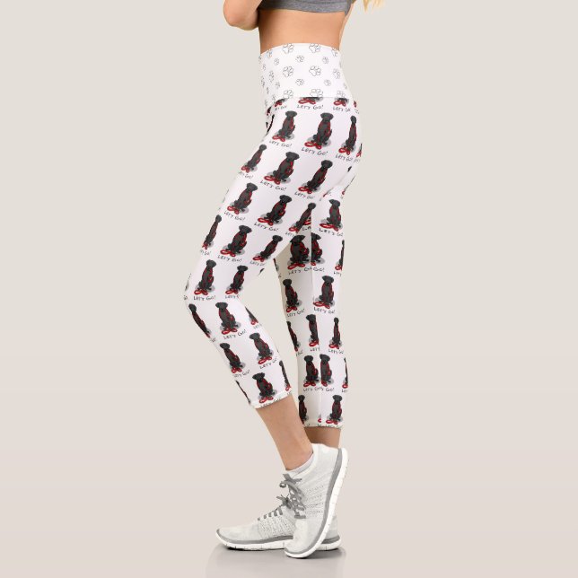 Leggings Capri Let's Go! Walk Flat-Coated Retriever Dog (black) (Gauche)