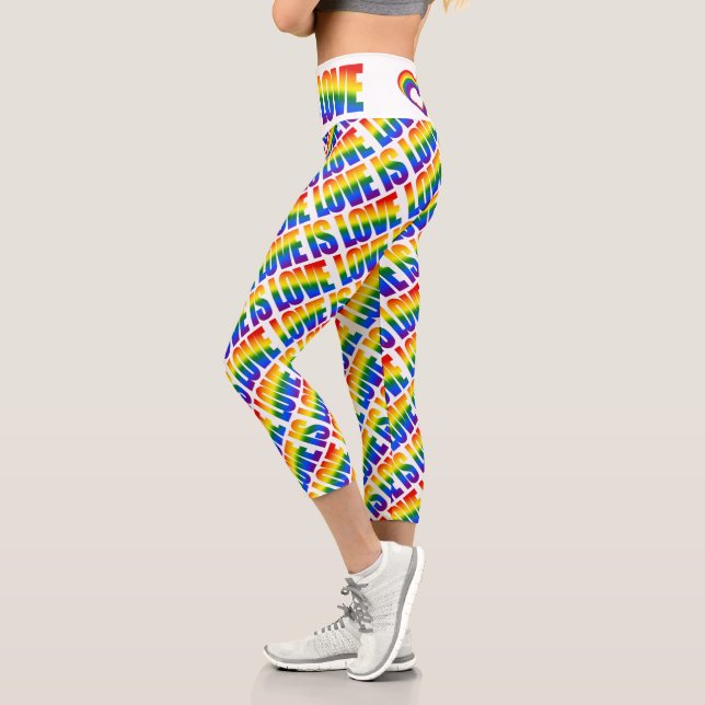 Leggings Capri LGBT Rainbow Motif de texte Gay pride LGBTQ (Gauche)