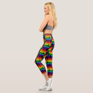 Leggings Capri LGBT Rainbow Motif de texte Gay pride LGBTQ