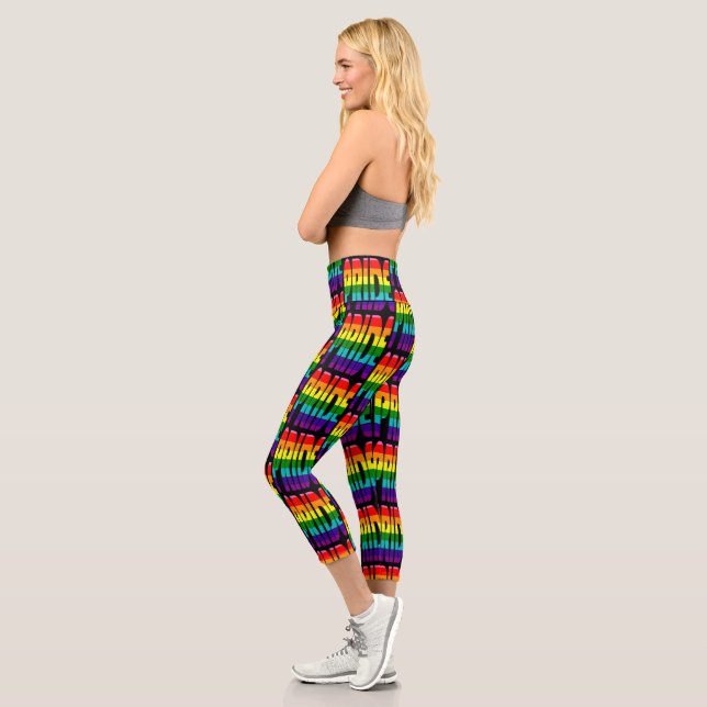 Leggings Capri LGBT Rainbow Motif de texte Gay pride LGBTQ (Gauche)