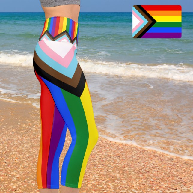 Leggings Capri LGBTQ & Pride - drapeau de progression arc-en-ciel (Créateur téléchargé)