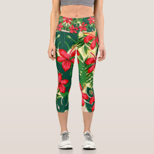 Leggings Capri L'hibiscis des fleurs tropicales l'art floral funk