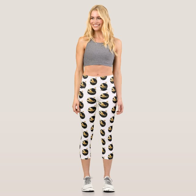 Leggings Capri libellule d'or en cercle noir (Recto)