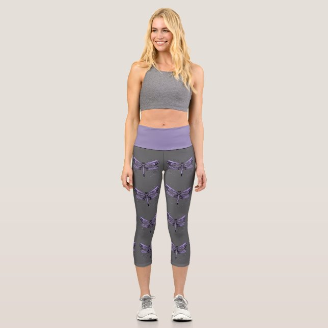 Leggings Capri Libellule violette (Recto)