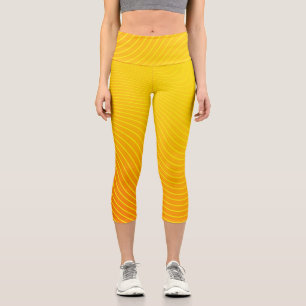 Leggings Capri Ligne géométrique moderne Orange Yellow Stripe Omb