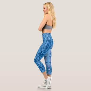 Leggings Capri ligne sauvage bleue Capris haut taille