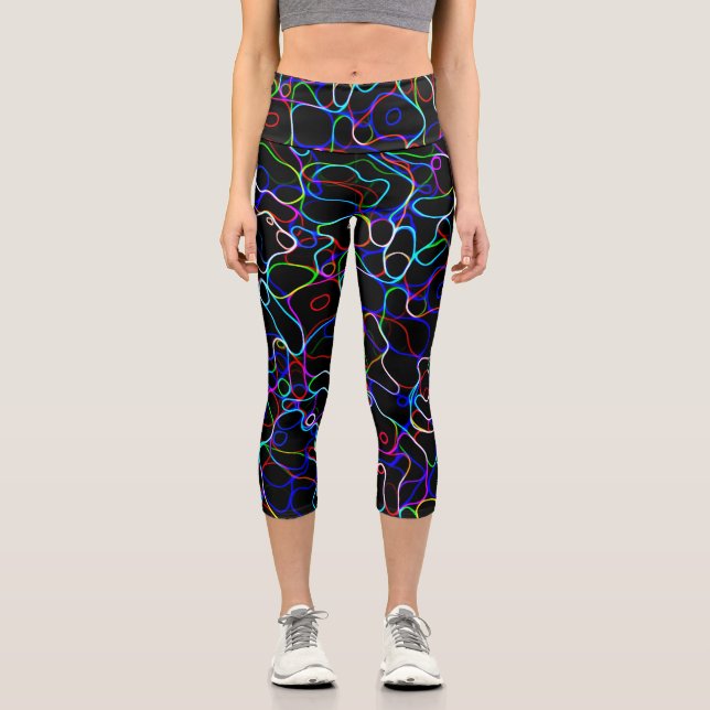 Leggings Capri Lignes courbes multicouleurs néon (Recto)