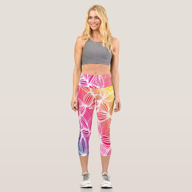 Leggings Capri Lignes de arc-en-ciel incurvées (Recto)