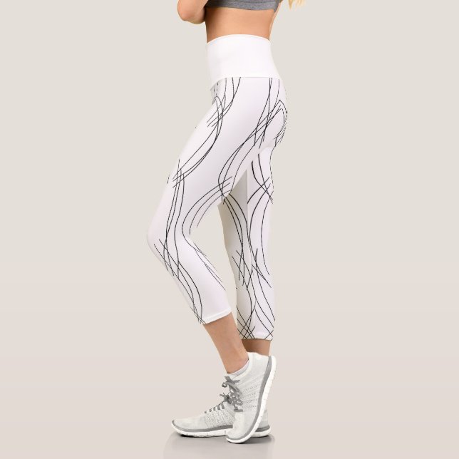 Leggings Capri Lignes d'esquisse d'art Abstrait Courbes Légendes (Gauche)