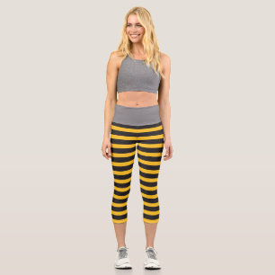 Leggings Capri Lignes horizontales géométriques jaunes noires Abe