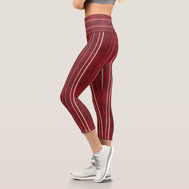 Leggings Capri Lignes sur rouge (Gauche)