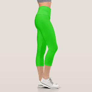 Leggings Capri Lime Vert Solide Couleur Plaine
