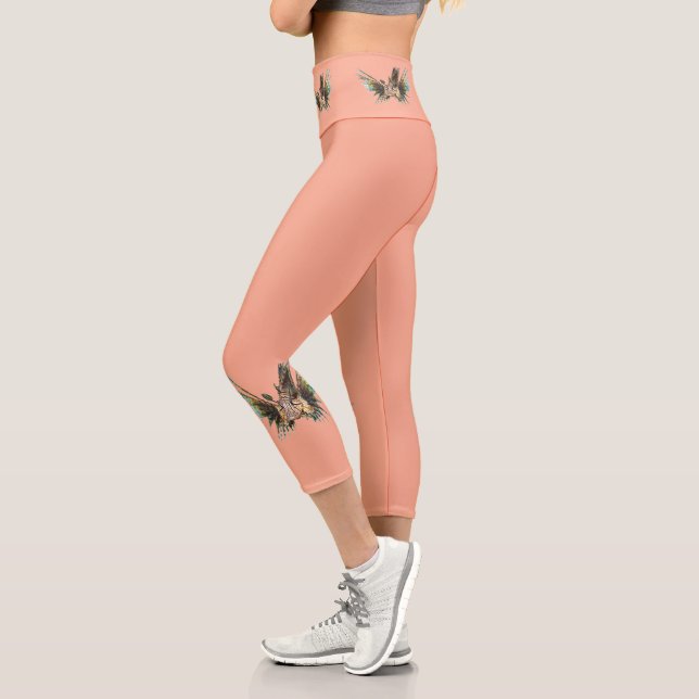 Leggings Capri Lionfish - Conception abstraite - Découpe d'une ph (Gauche)