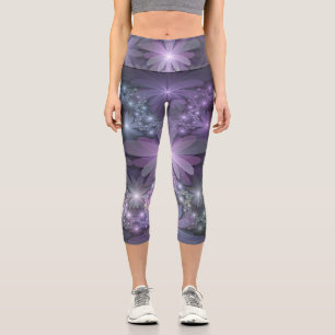 Leggings Capri Lit de fleurs tendance brillant art fractal abstra