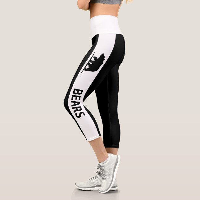 Leggings Capri Logo de l'équipe personnalisée noir blanc (Gauche)