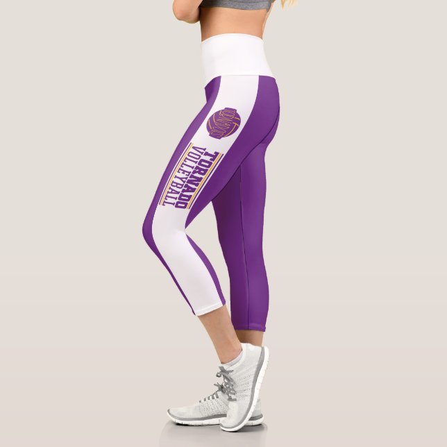 Leggings Capri Logo de l'équipe sportive personnalisée Volleyball (Gauche)