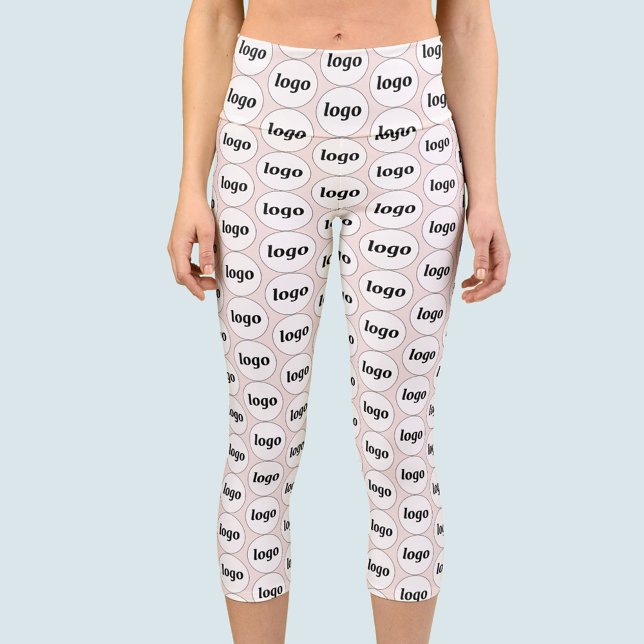 Leggings Capri Logo simple Motif d'entreprise rose pâle (Simple logo pattern business promotional branding yoga capri leggings)