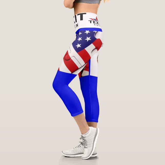 Leggings Capri Logo TexitCoin Puzzle Pièces Yoga (Gauche)