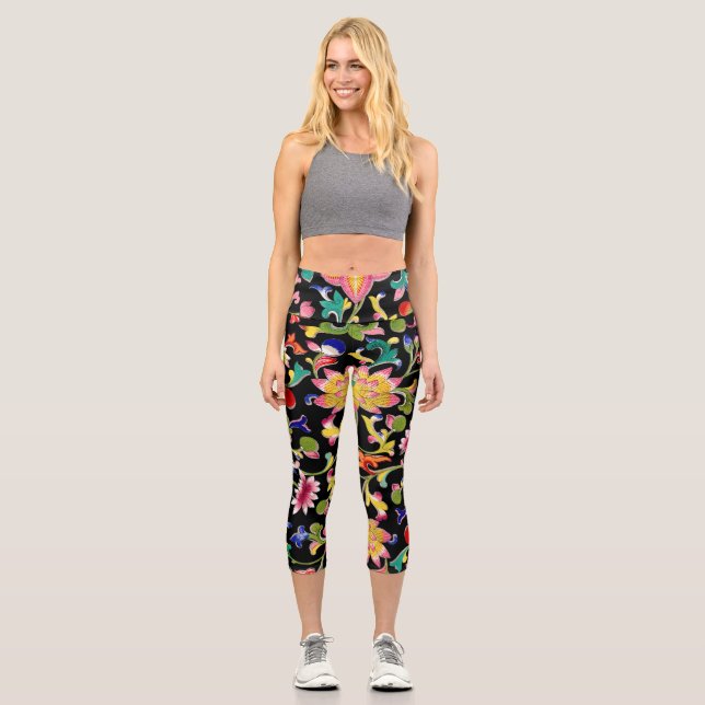 Leggings Capri Lotus Fleurs et Vins (Recto)