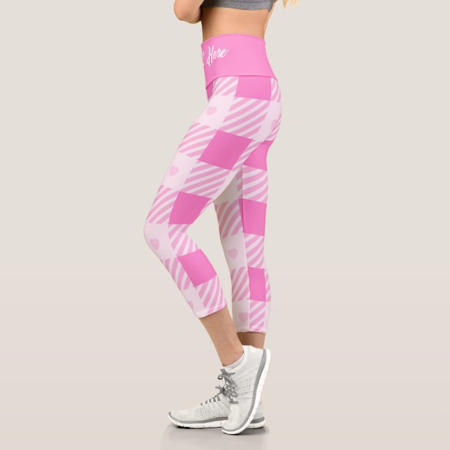 Leggings Capri Love Plaid Collection rose moderne (Gauche)