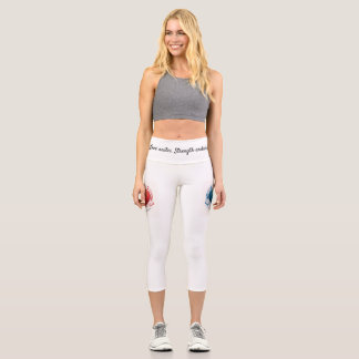 Leggings Capri Love Unites Waistband Design - Motivational Women’