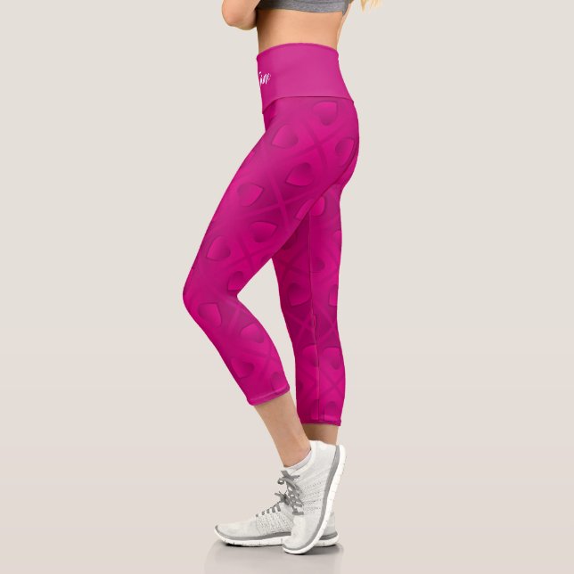 Leggings Capri Luxe Moderne Élégant Coeur Rose (Gauche)
