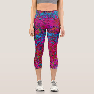 Leggings Capri Lys Fleur Pourpre Psychédélique Jardin Magenta
