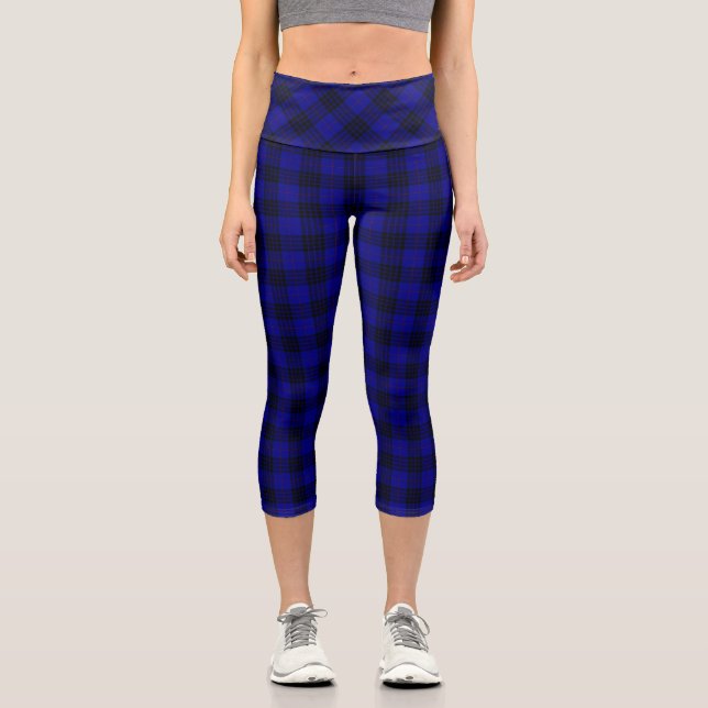 Leggings Capri MacKay tartan bleu noir plaid (Recto)