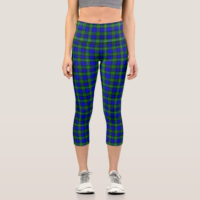 Leggings Capri MacKenzie tartan bleu vert plaid (Recto)