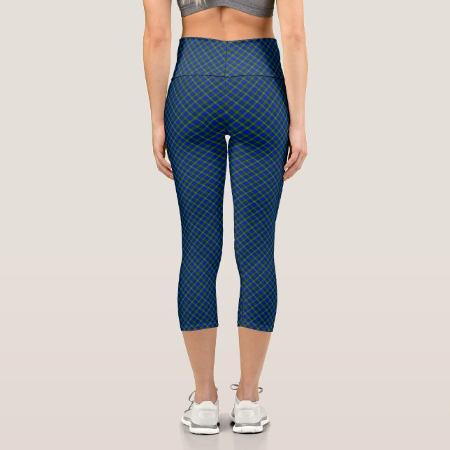 Leggings Capri MacKenzie tartan bleu vert plaid (Verso)