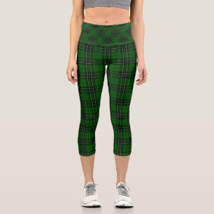 Leggings Capri MacLean Tartan vert et noir plaid