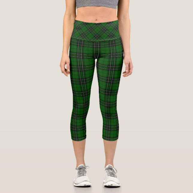 Leggings Capri MacLean Tartan vert et noir plaid (Recto)
