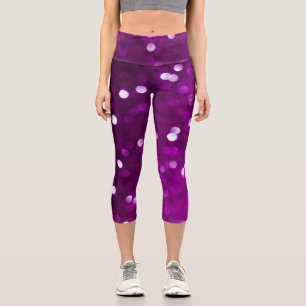 Leggings Capri Magenta Fuchsia rose foncé Bokeh Abstrait
