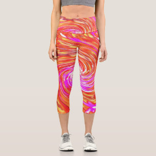 Leggings Capri Magenta rétro et couleurs d'automne florale