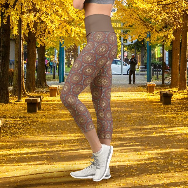 Leggings Capri Mandala Brun (Mandala Brown Capri Leggings)