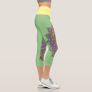 Leggings Capri Mandala coloré avec classe Style Inde 1