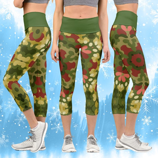 Leggings Capri Mandala de Noël rétro (Créateur téléchargé)