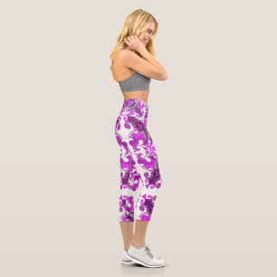 Leggings Capri Mandala rose abstrait, tourbillon de papillon psyc