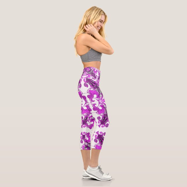 Leggings Capri Mandala rose abstrait, tourbillon de papillon psyc (Droite)