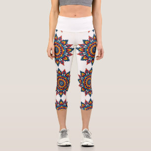 Leggings Capri Mandala sur blanc