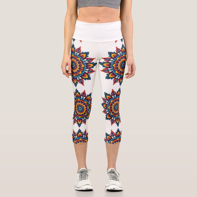 Leggings Capri Mandala sur blanc (Recto)