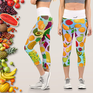 Leggings Capri Mangez plus de fruits   yoga alimentaire sain moti