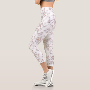 Leggings Capri Marbre blanc Carrara Rose Gold Parties scintillant