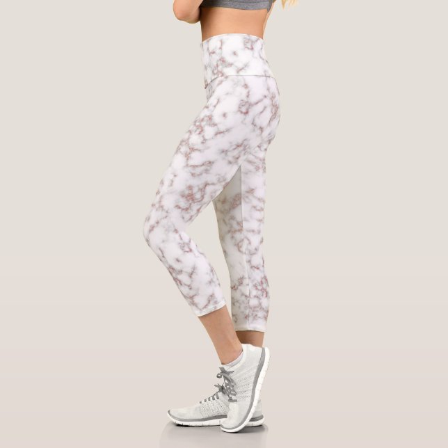 Leggings Capri Marbre blanc Carrara Rose Parties scintillant or T (Gauche)