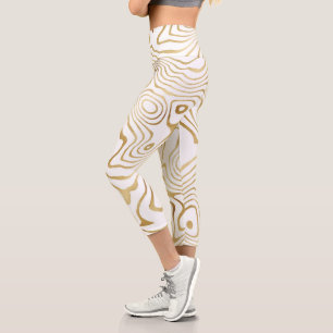 Leggings Capri Marbre blanc moderne Abstrait